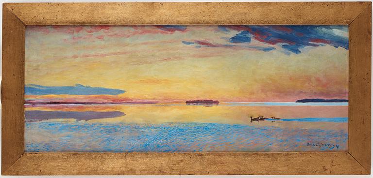 Bruno Liljefors, "Solnedgång vid havsbandet" (Sunset above the vast Sea).