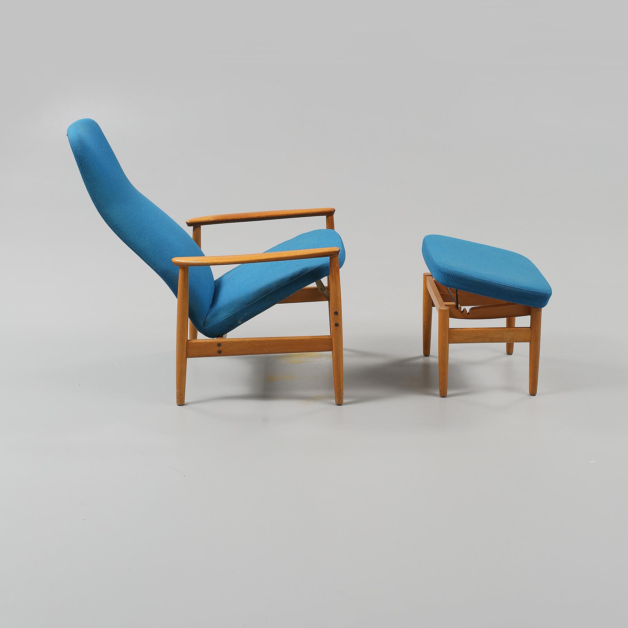 FÅTÖLJ SAMT FOTPALL, ur "Contour"-serien, Alf Svensson, Ljungs Industrier, Dux, 1960-tal.