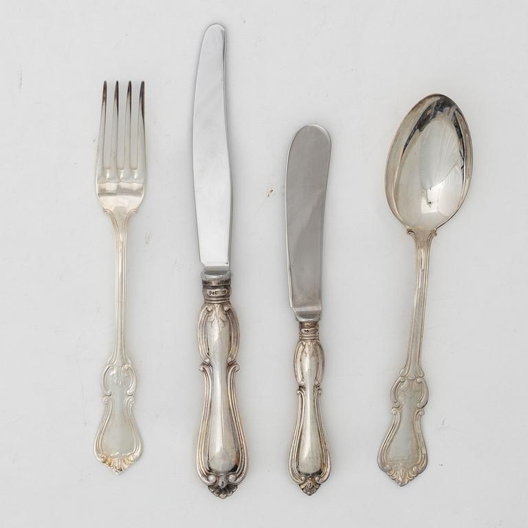 A 19-piece Swedish silver cutlery set, model 'Olga', GAB, Eskilstuna 1982.