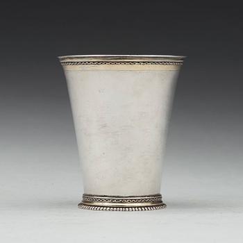 A Swedish early18th century parcel-gilt beaker, mark of Wolter Siewers, Norrköping 1710.