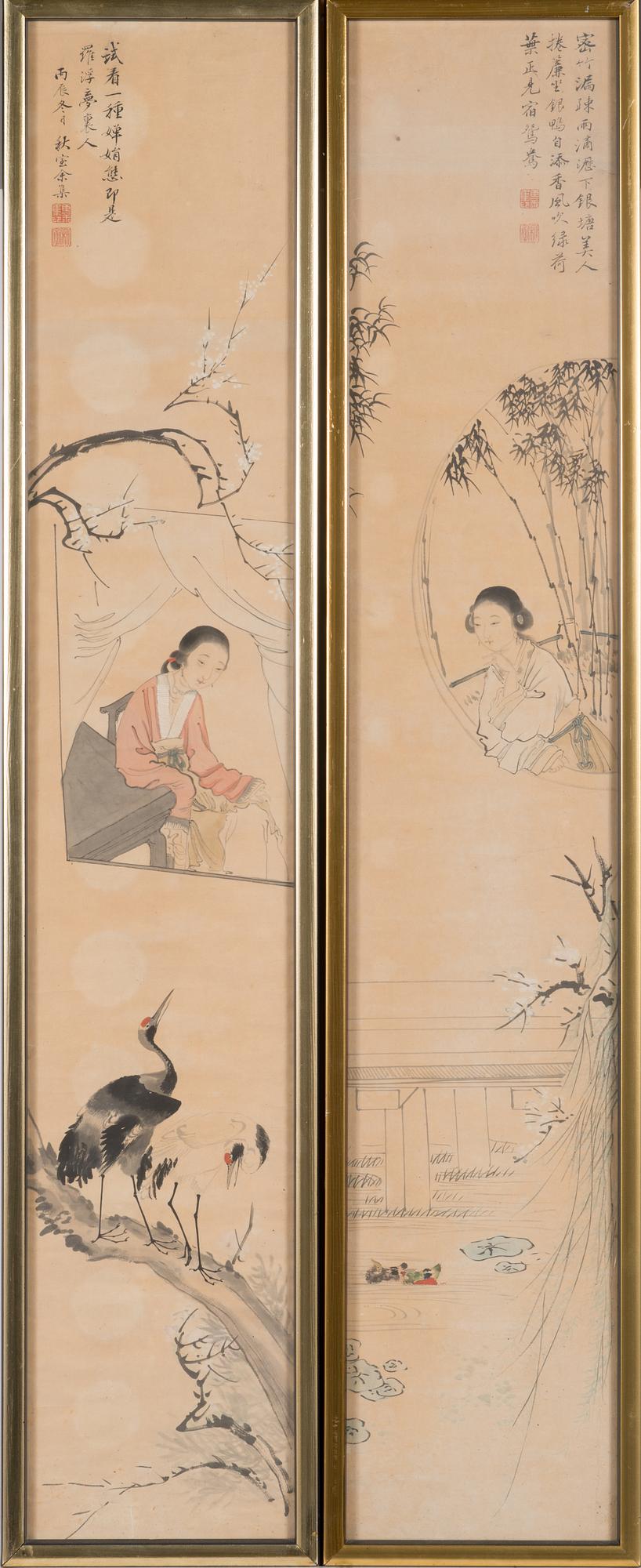 After Yu Qiubao (act 18th c), ink and colour on paper, Qingdynasty, circa 1900.