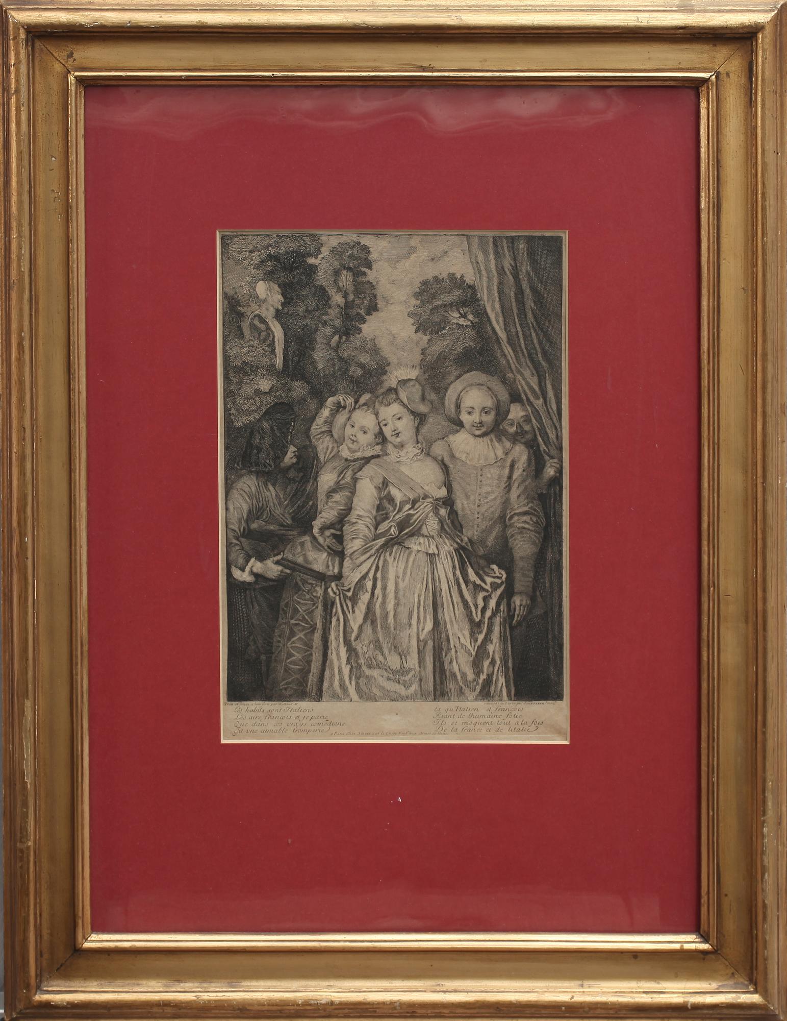 KOPPARSTICK, efter Antoine Watteau, 1700-tal.