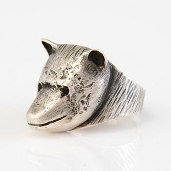 An Eila Minkkinen silver ring "Bear", Finland 2017.