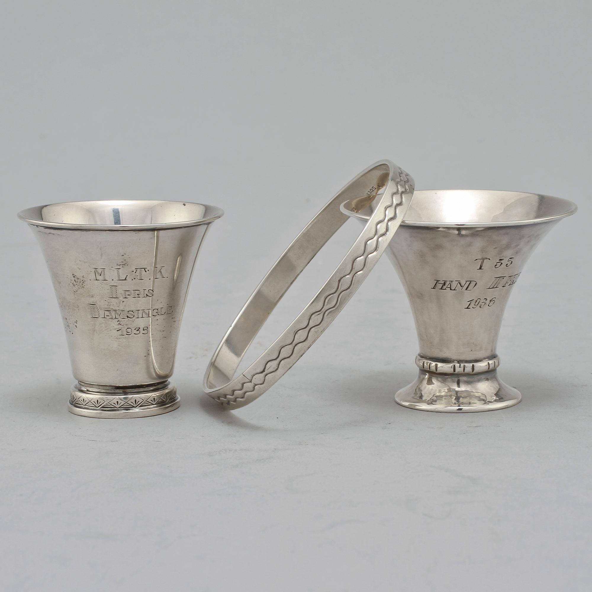 PARTI SILVER, 6 delar, bl a Johan Malmstedt, Göteborg, 1804. Tot vikt 400 g.