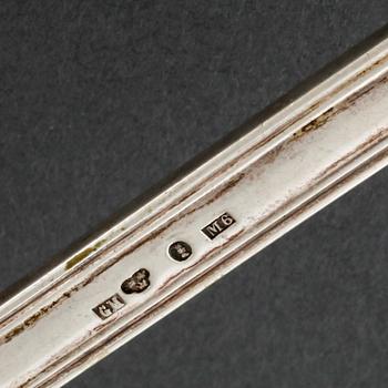 22 swedish silver spoons and one ladle, from the 19th and 20th century.