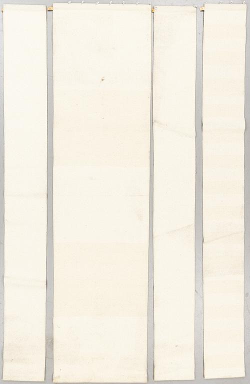 A carpet/textile, "Häggå 981", machin woven, Gunilla Lagerhem, Ullberg Kasthall, ca 290 x 30 and 70 cm.