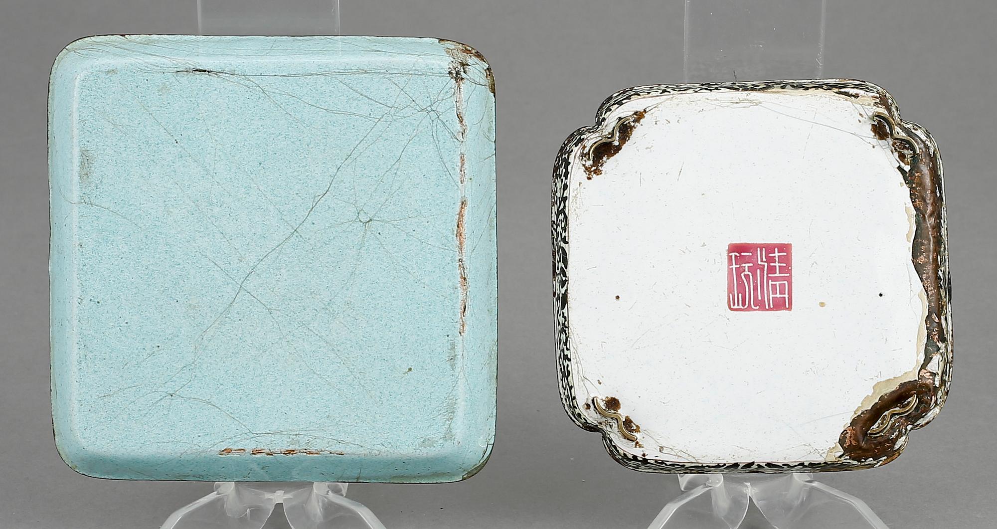 FAT, 2 stycken, emalj, Kina, 17/1800-tal.