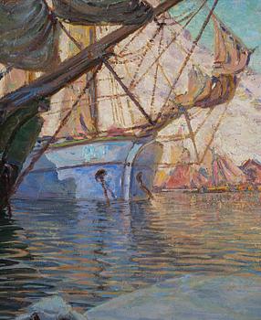 Anna Boberg, Harbour scene from Lofoten.