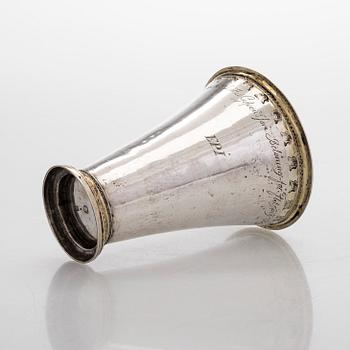 An 18th-century parcel-gilt silver cup, maker's mark of Nils Trybom, Linköping, Sweden 1760.