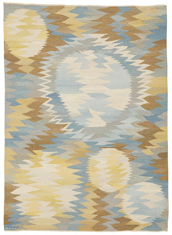 Barbro Nilsson, A carpet, "Solfläckar", flat weave, ca 287,5-289 x 207-208,5 cm, signed AB MMF BN.