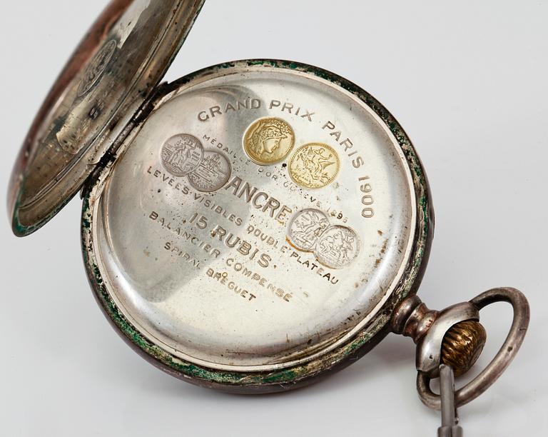 FICKUR, 3 st, silver och nickel, 1900-talets första hälft.