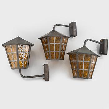 Outdoor lighting, three lamps, likely 1970s.