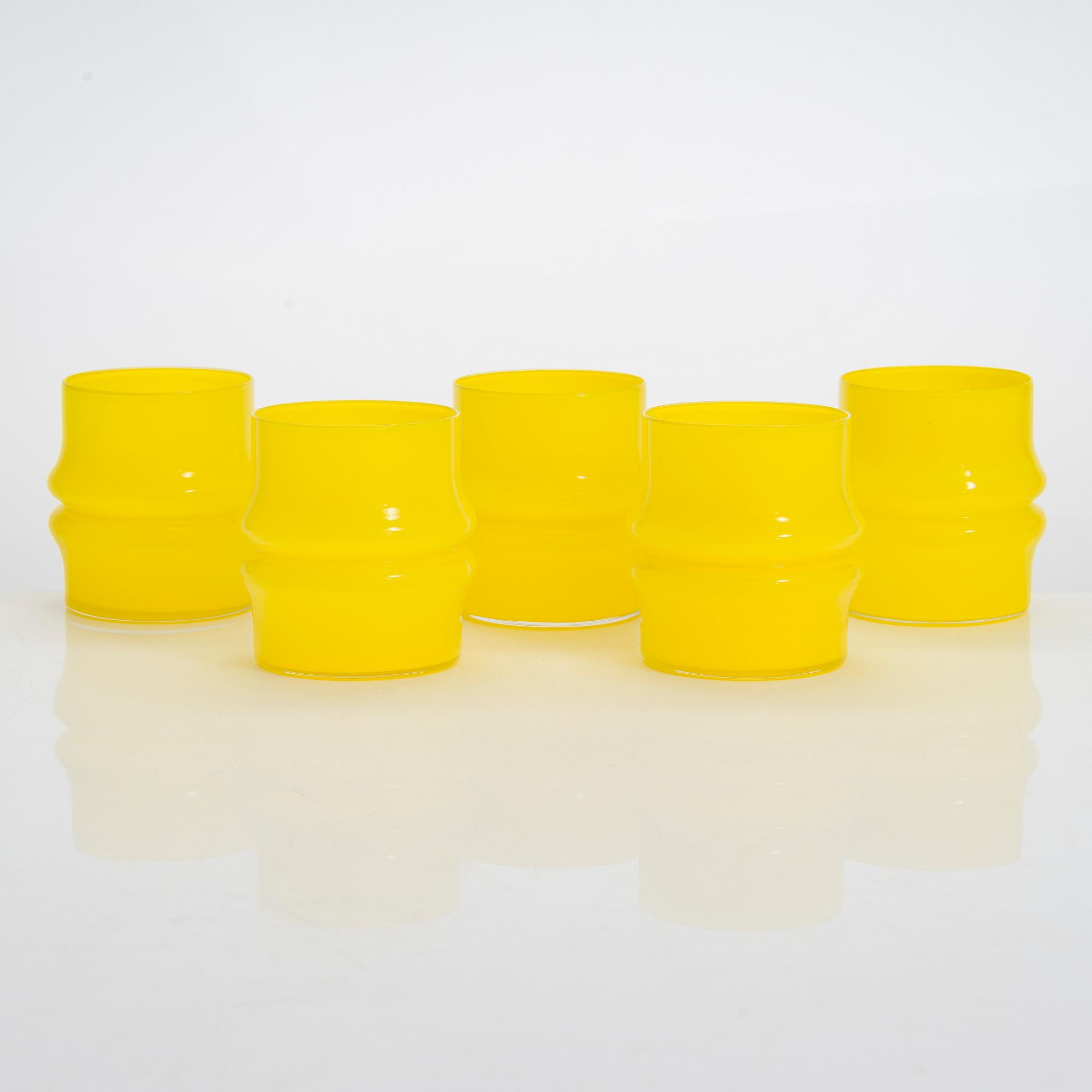 Timo Sarpaneva, dricksglas, 5 st, "Liekki-raita"(Flame stripe) ur serien Heal's. Iittala 1960-tal.