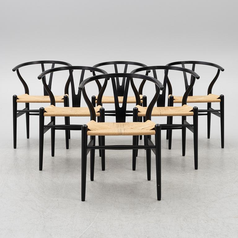 Hans J. Wegner, chairs, 6 pcs, CH24 "The Wishbone Chair", probably Carl Hansen & Son, Odense, Denmark, contemporary production.