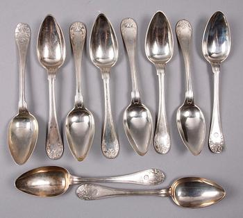 SKEDAR, 10 st, silver, modell Fransk Lilja, Gustaf Folcker resp Johan Petter Grönwall, Stockholm, 1830-1.