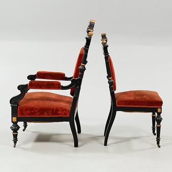 Nine items in Neo Renaissance style, late 19th century.