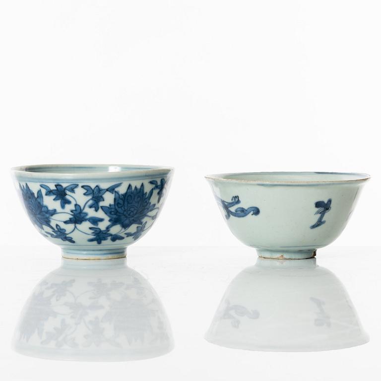 Two blue and white bowls, Ming dynasty (1368-1644).