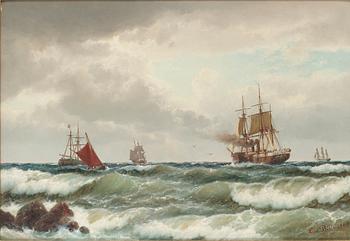 526. Carl Ludwig Bille, Ships by the coast.