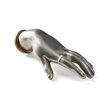 264. Estrid Ericson, a pewter and brass sculpture in the shape of a hand, Firma Svenskt Tenn, Stockholm mid 20th century.