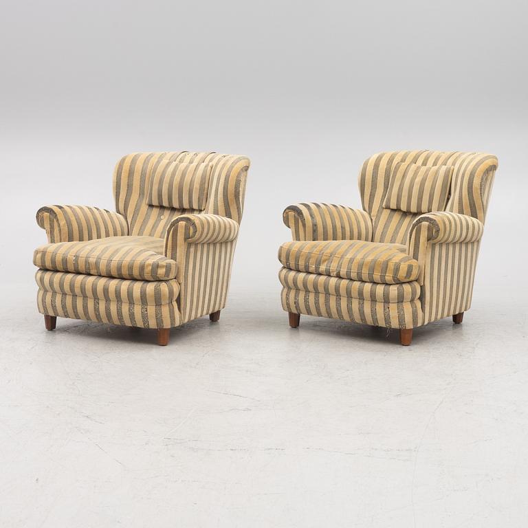 Josef Frank,  a pair of model 568 armchairs, Svenskt Tenn, probably 1940s.