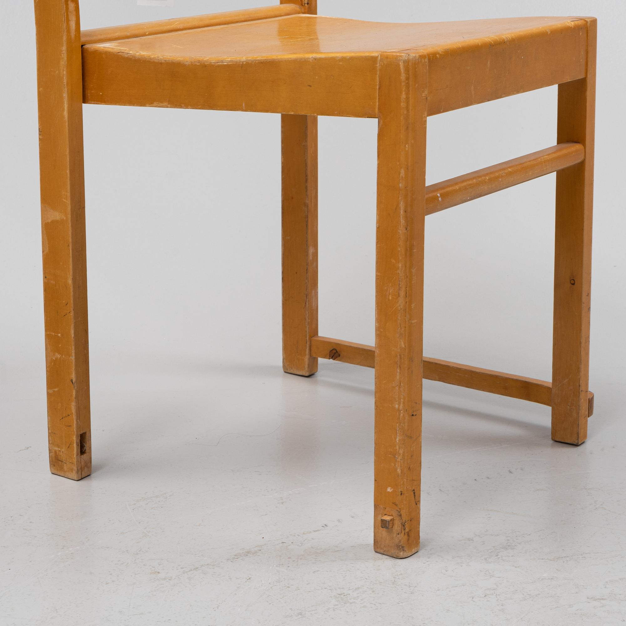 Sven Markelius, a set of five 'Orkesterstolenä chairs, mid 20th century.