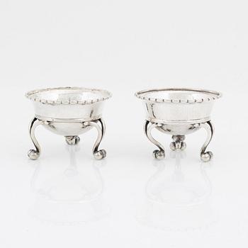 Georg Jensen, two silver salt cellars, model 20, Denmark, 1919- c. 1927.