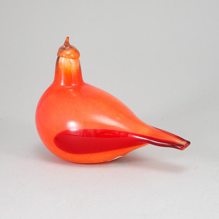 OIVA TOIKKA, lasilintu, Red Cardinal (Kardinaali),signeerattu O. Toikka Nuutajärvi.