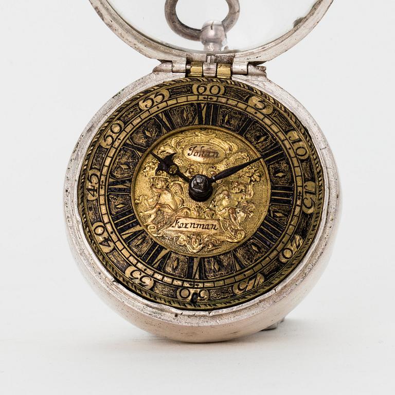 Johan Khornman (Kornman), fickur, silver, möjligen Österrike omkring 1700,
