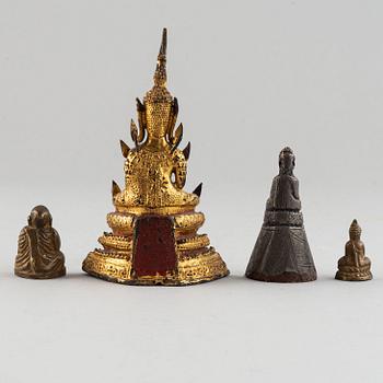 Four figures of Buddha, east-asian, probably 19th century.