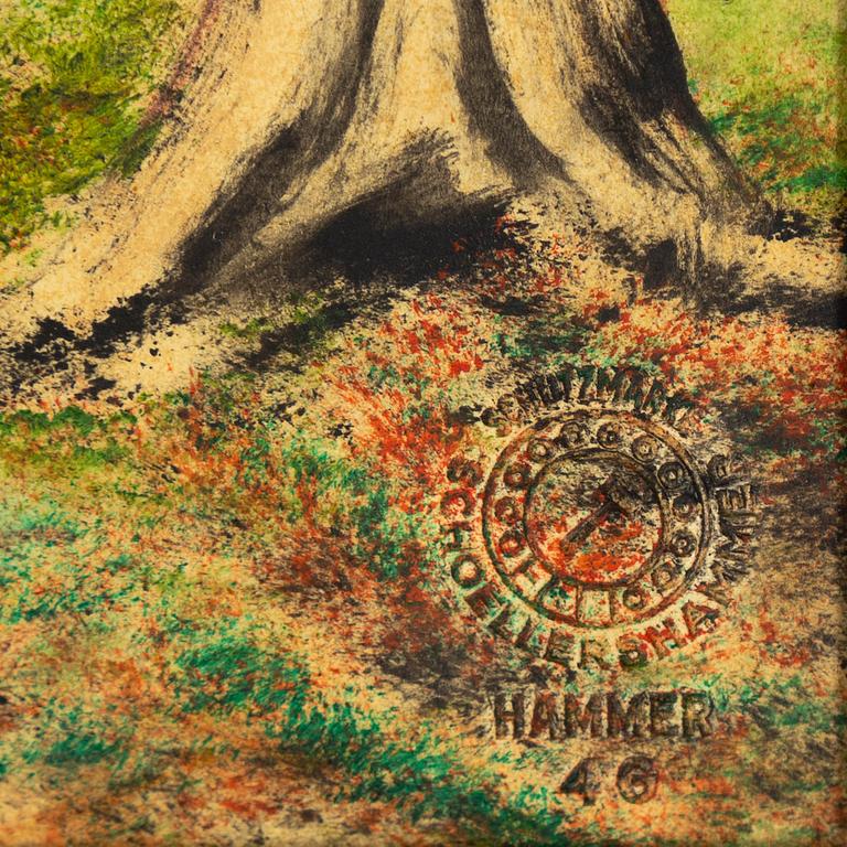 Andreas Alariesto, mixed media on paper on panel, signed.