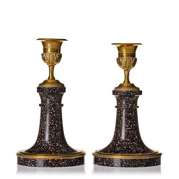 118. A pair of Swedish Late gustavian candlesticks, 19th century.