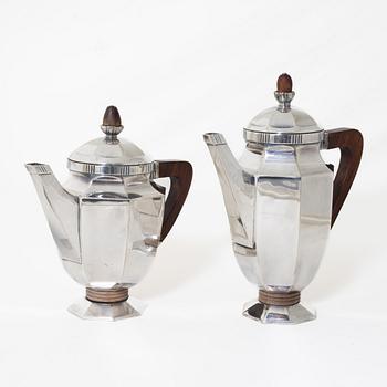 Kaffeservis, 5 delar, nysilver, Christofle Orfèvrerie Gallia, Paris, Frankrike, 1930-tal.