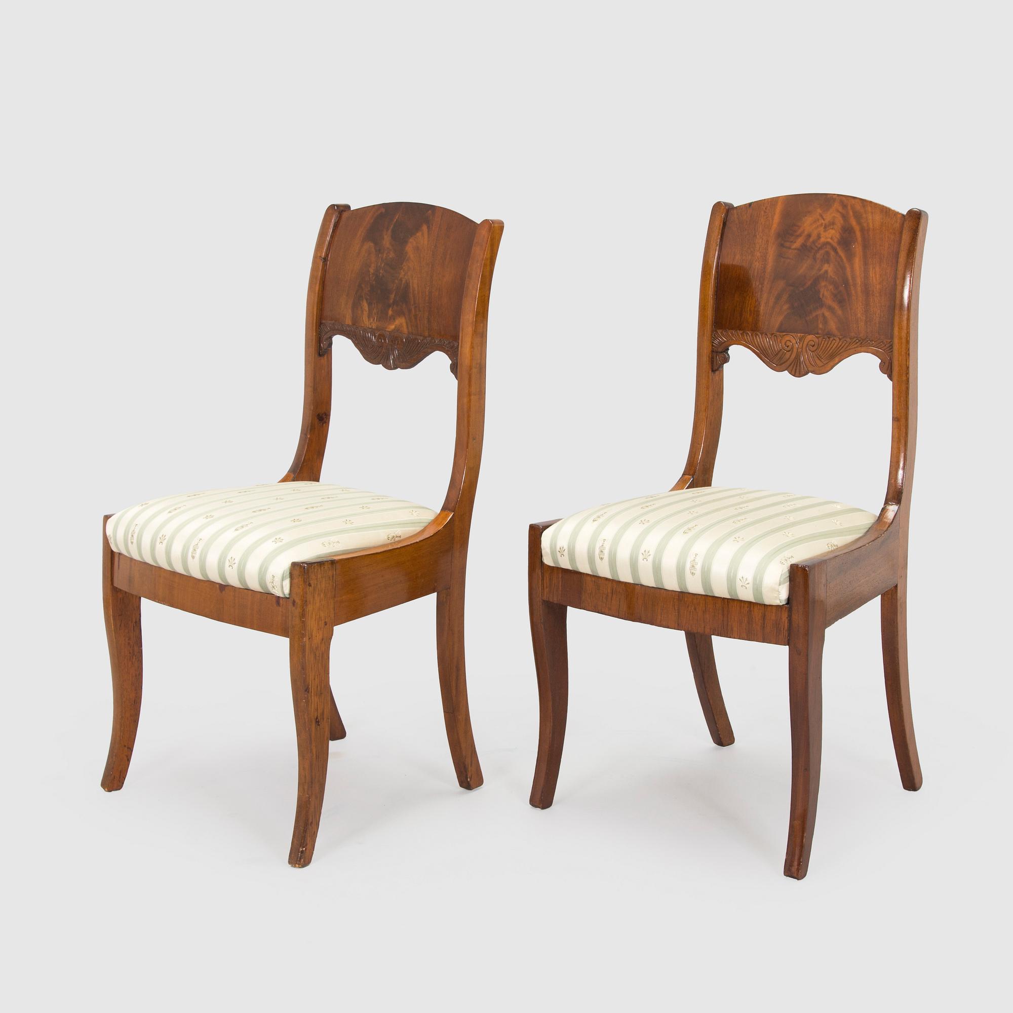 Tuoleja, 3 kpl, biedermeier-tyyli, 1800-luvun loppupuoli.