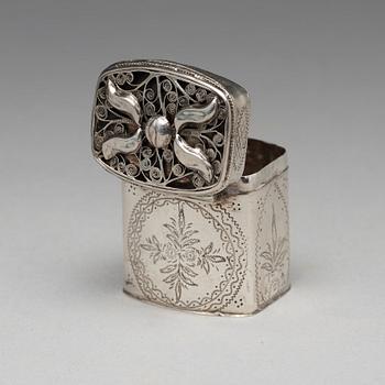 Dosor, 3 st, silver, en Moskva 1861, två stycken Holland, sannolikt 1800.tal.