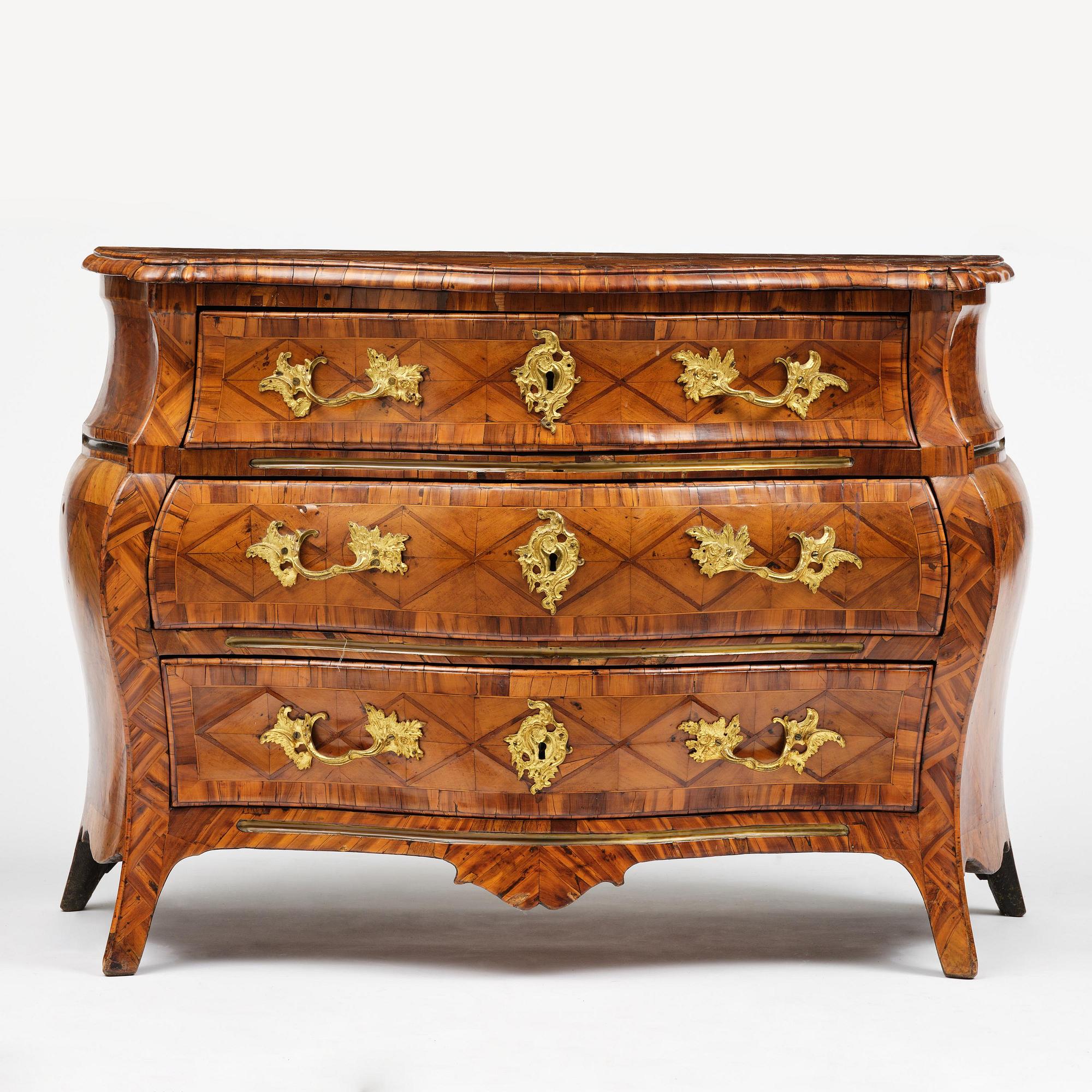 A Swedish parquetry rococo commode, Stockholm, later part 18th century.