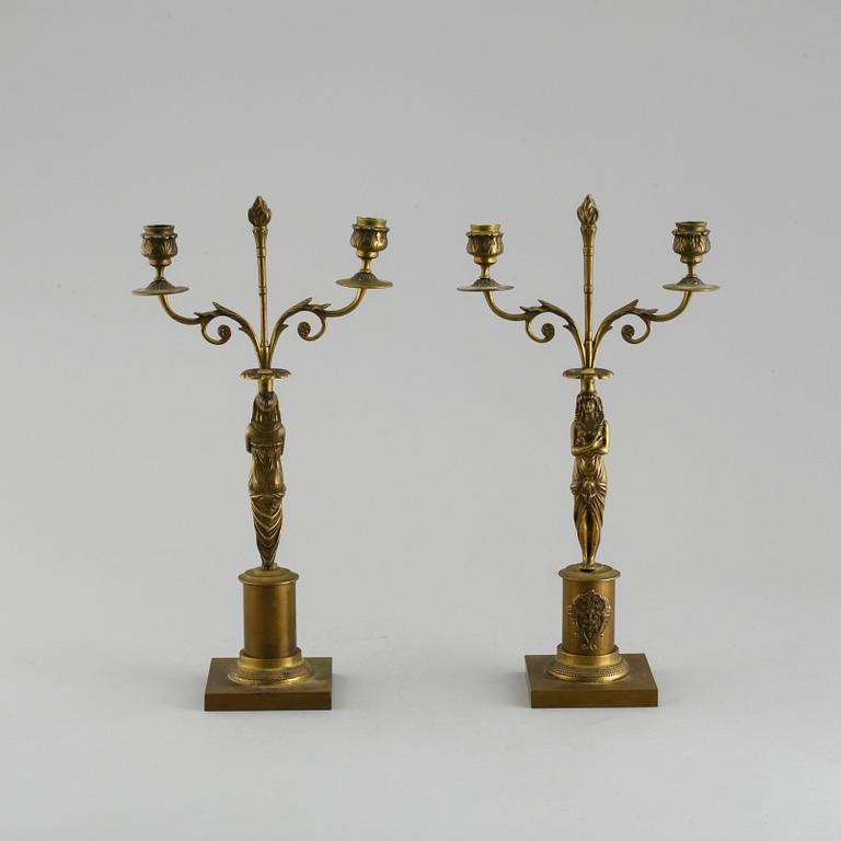 A pair of candelabras in Empire style, 20th century.