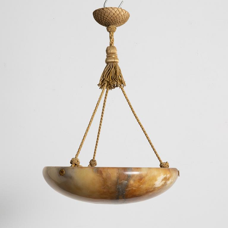 A ceiling lamp, alabaster, 1920s.