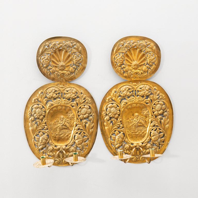 Väggplåtar ett par Barock-stil Joh F Hellström Nyköping omkring 1900.