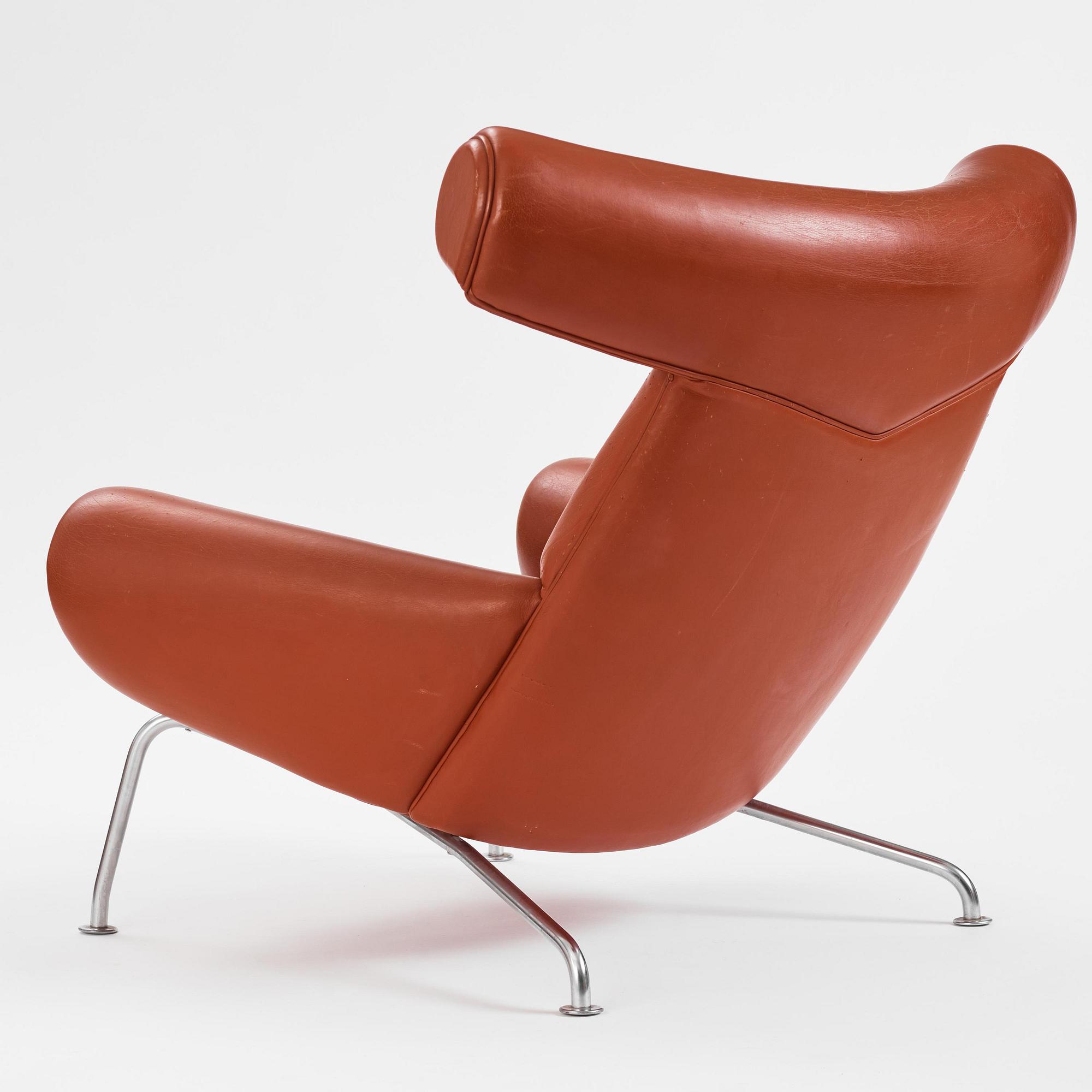 Hans J. Wegner, a brown leather  'Ox Chair', probably executed by AP-stolen, Denmark, 1960's-70's Provenance Sven Lundh.