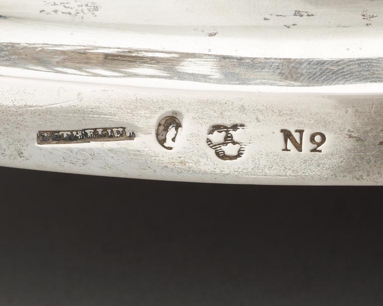 A Swedish 18th century silver cruet-set, makers mark of Pehr Zethelius, Stockholm 1795.
