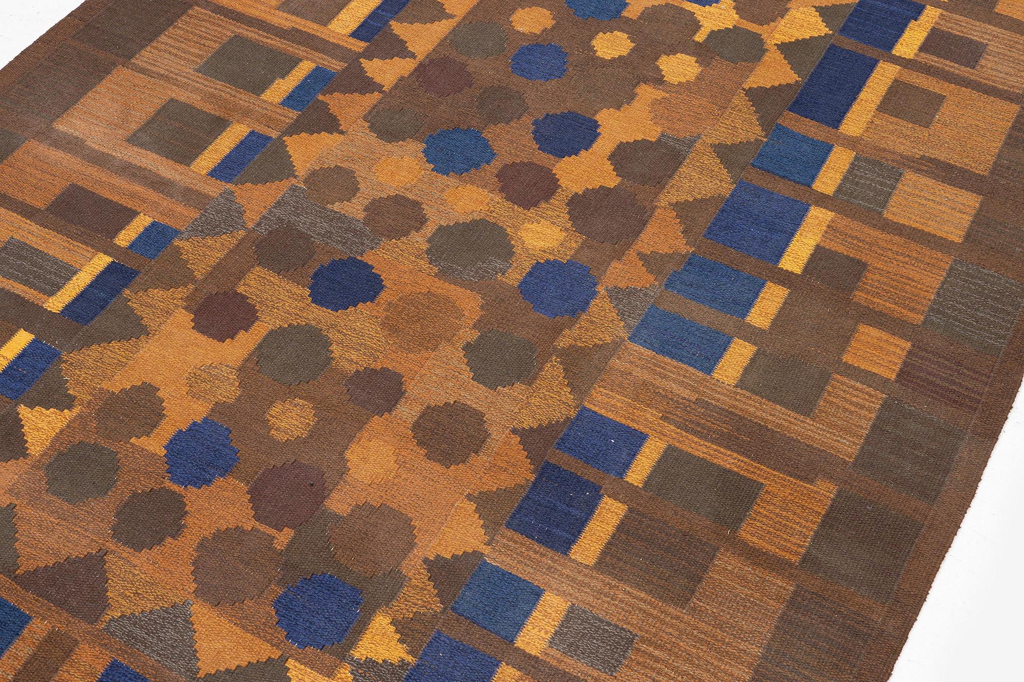 Margareta Grandin-Nettles, a flat weave 'Smaragd' carpet, c. 302 x 203 cm, signed GLH MG.