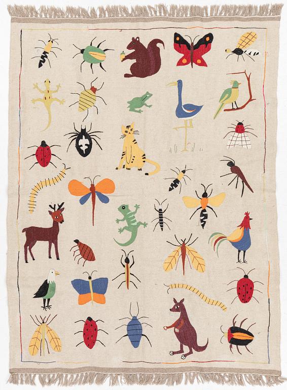 A hand-embroidered kilim rug, c. 171 x 123 cm.
