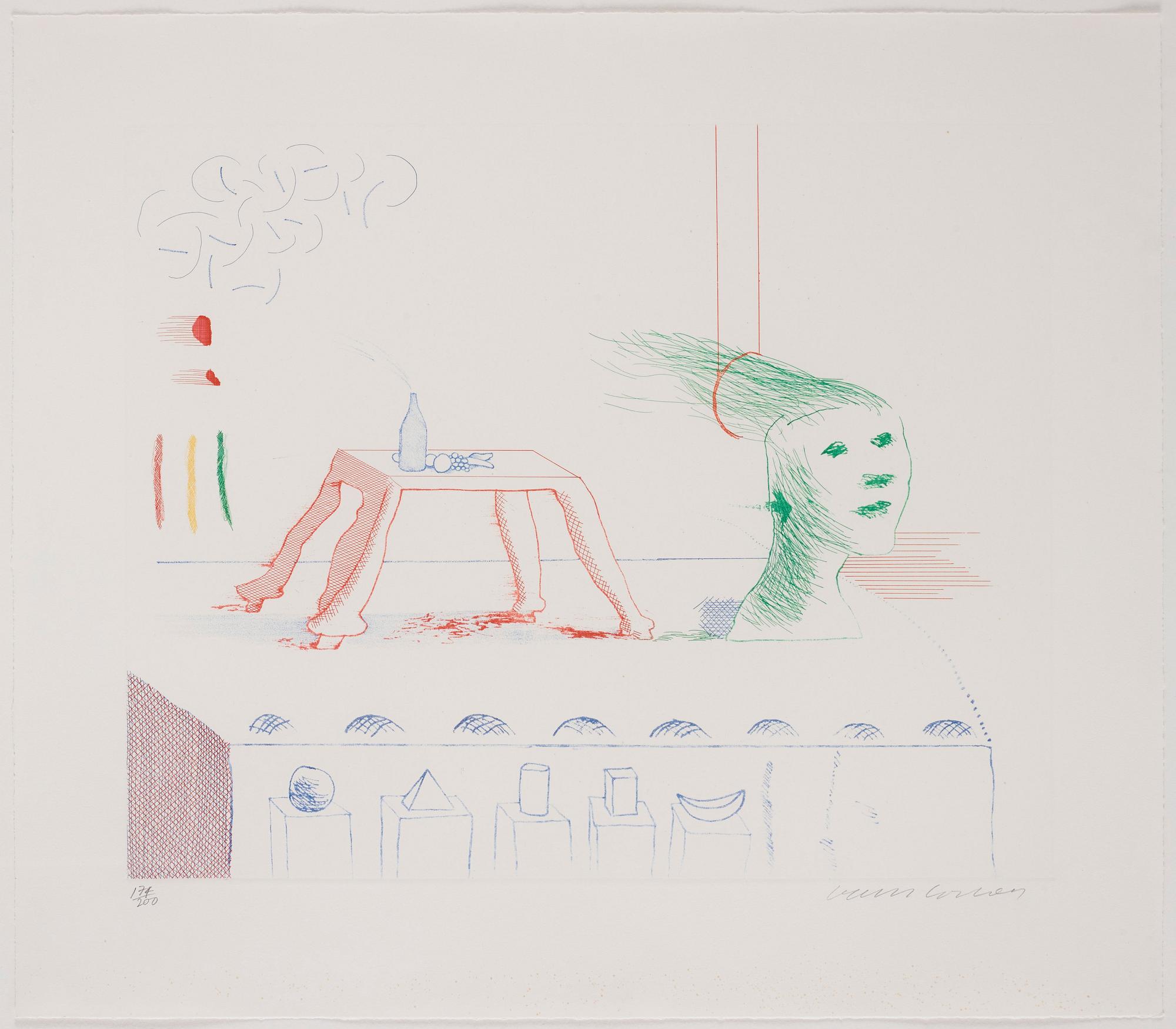 David Hockney, "A Moving Still Life" från sviten "The Blue Guitar".