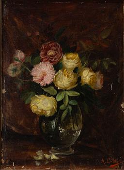 Okänd konstnär, 1800-tal, Stilleben med rosor.