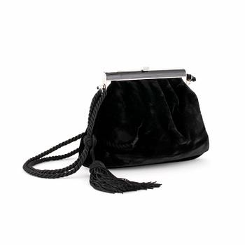 RALPH LAUREN, a black velvet evening bag.