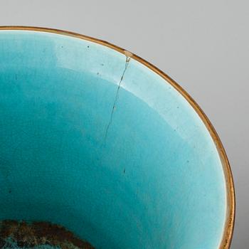 Majolica jardiniere and flower pot from Gustavsberg and Rörstrand respectively, turn of the century 1900.