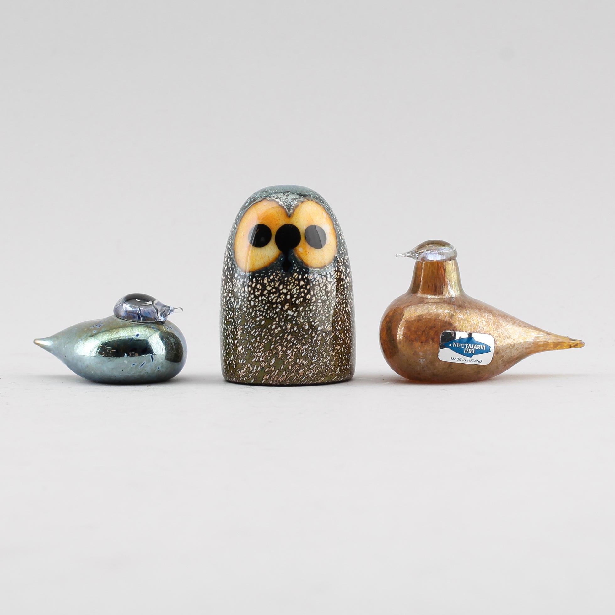 FIGURER, 3 st, glas, Oiva Toikka, Nuutajärvi, Ittala.
