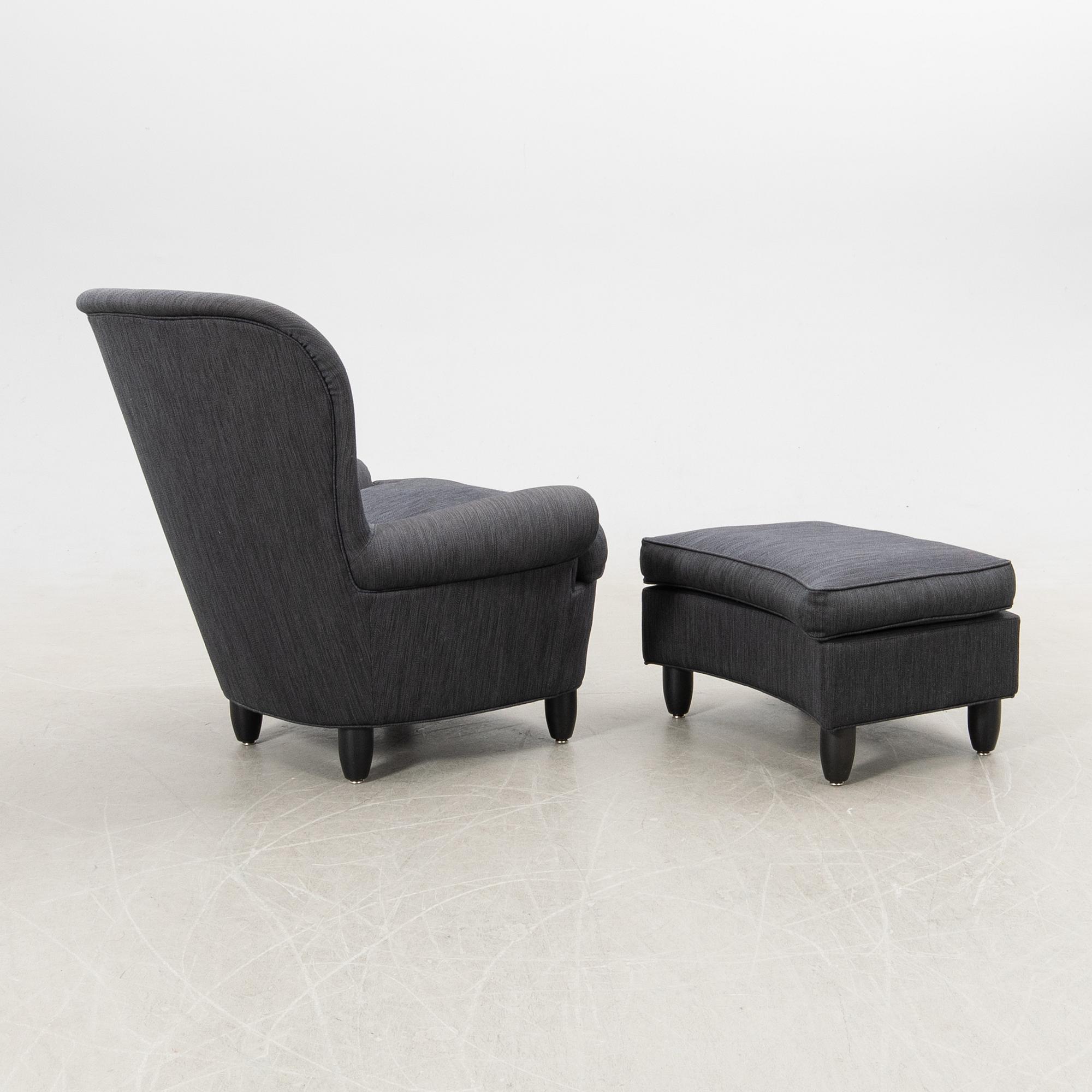 Carl Malmsten, armchair with footstool, "The Giant Toad", O. H. Sjögren, Tranås, 2015.