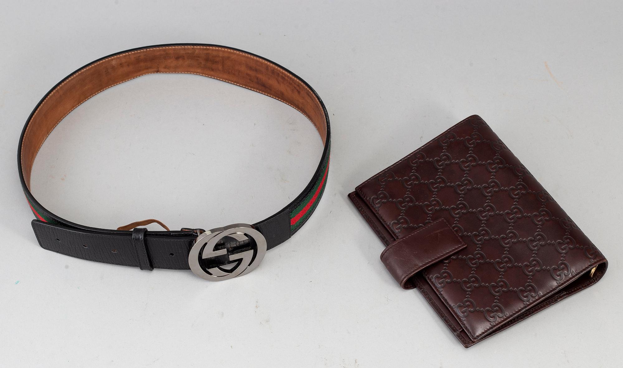 GUCCI, a belt + a calendar case.