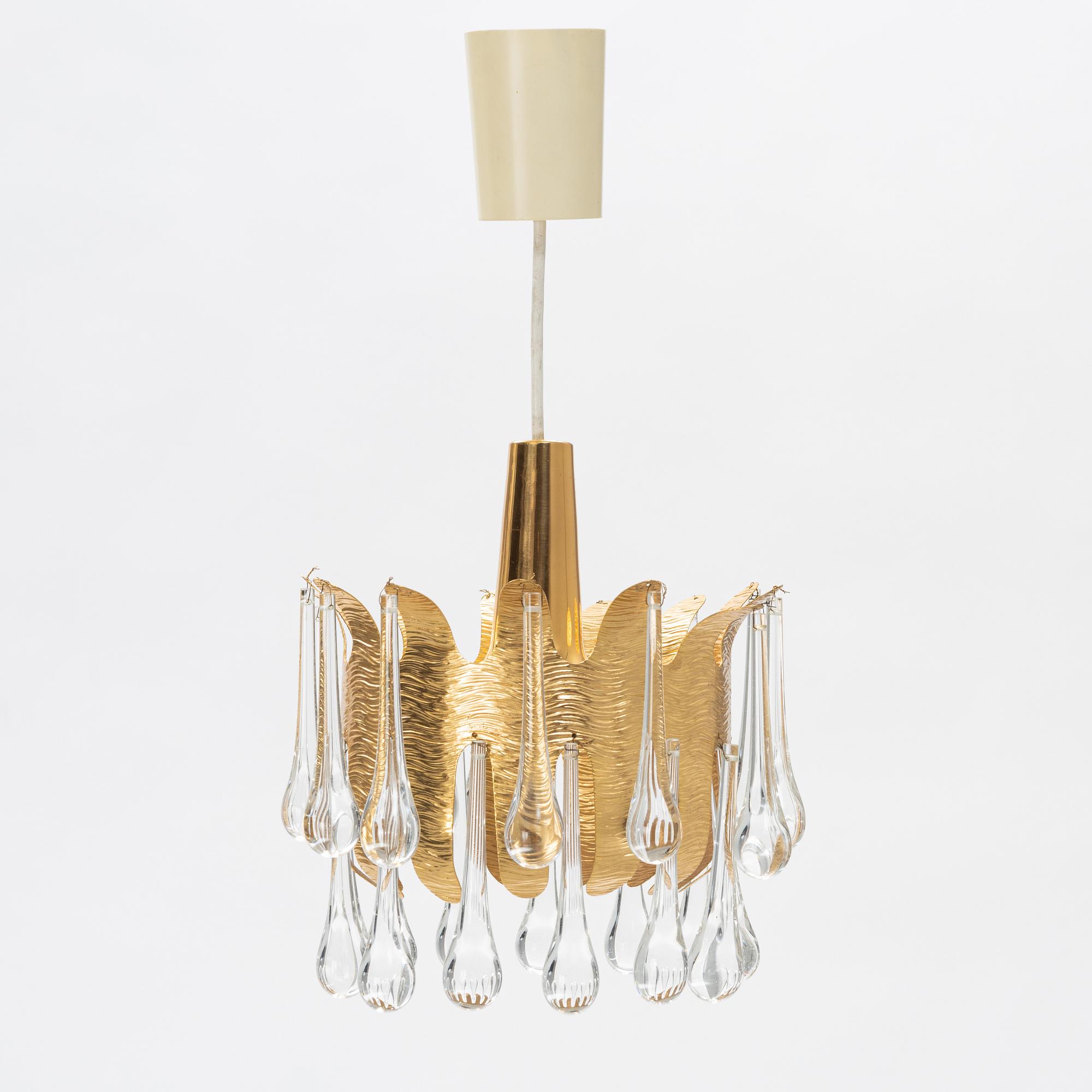 Palwa Palm & Walter, a brass ceiling lamp, Germany, 1970's.